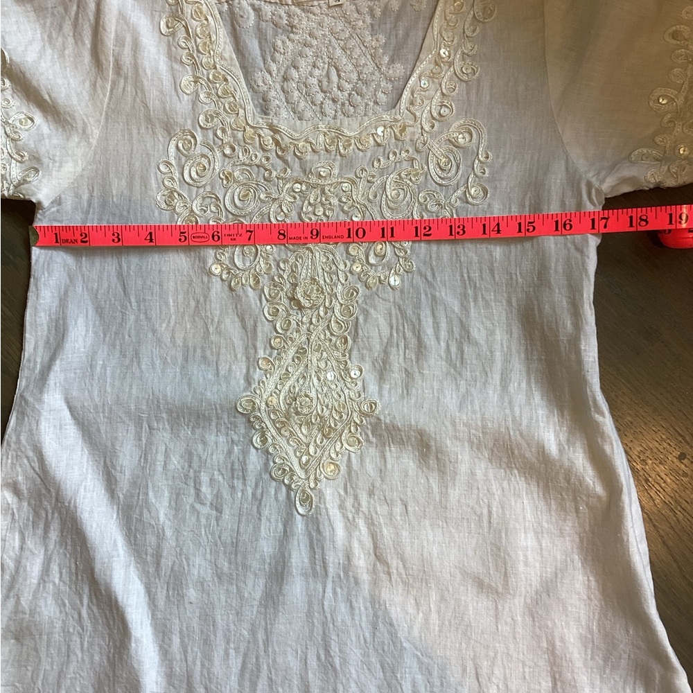 White Tara White Rayon Tunic Top - Picture 4 of 6